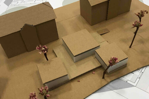 Modelldarstellung des Gebäudes und der Umgebung
