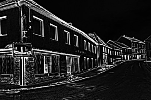 Schwarz-Weiß Skizze eines Gebäudes in Hohenwarth.