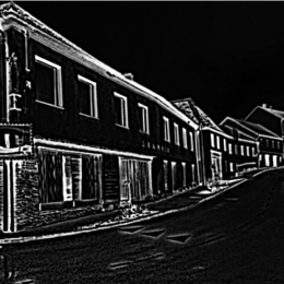 Schwarz-Weiß Skizze eines Gebäudes in Hohenwarth.