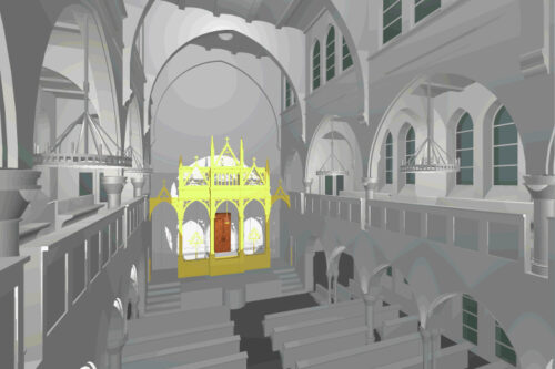 Innenansicht der rekonstruierten Synagoge