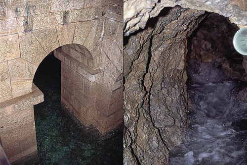 Ein Durchgang im Wasserspeicher und ein Tunneldurchgang