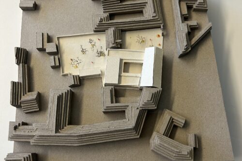 Model of the building and surrounding houses